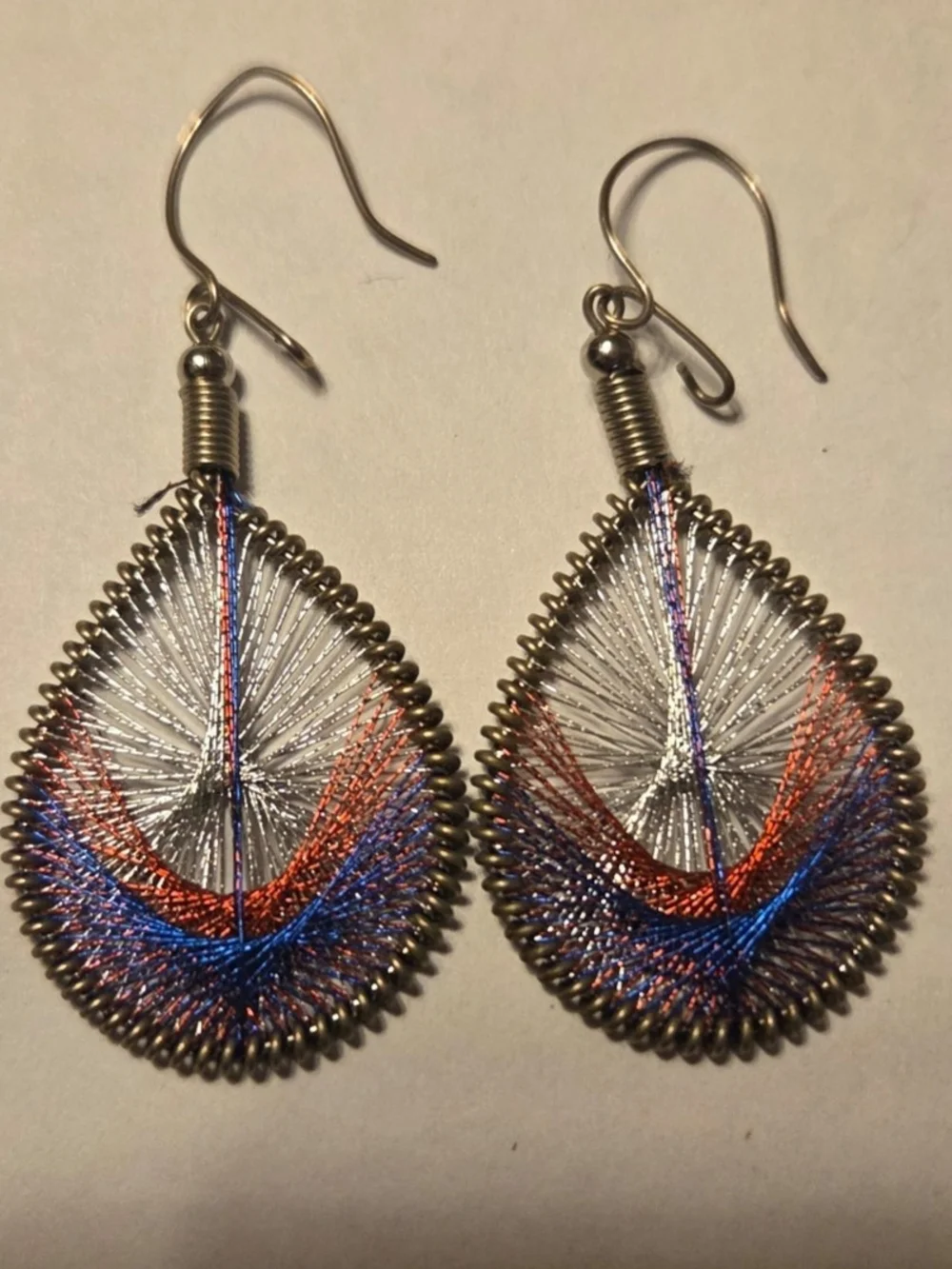 Multicolor Threaded Teardrop Dangle Earrings